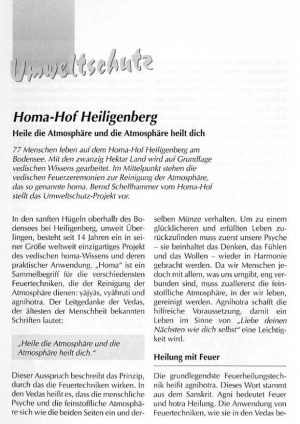 2002-03, Deutsches Yoga-Forum, Umweltschutz Homa-Hof Heiligenberg